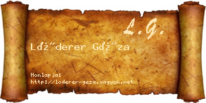 Lóderer Géza névjegykártya